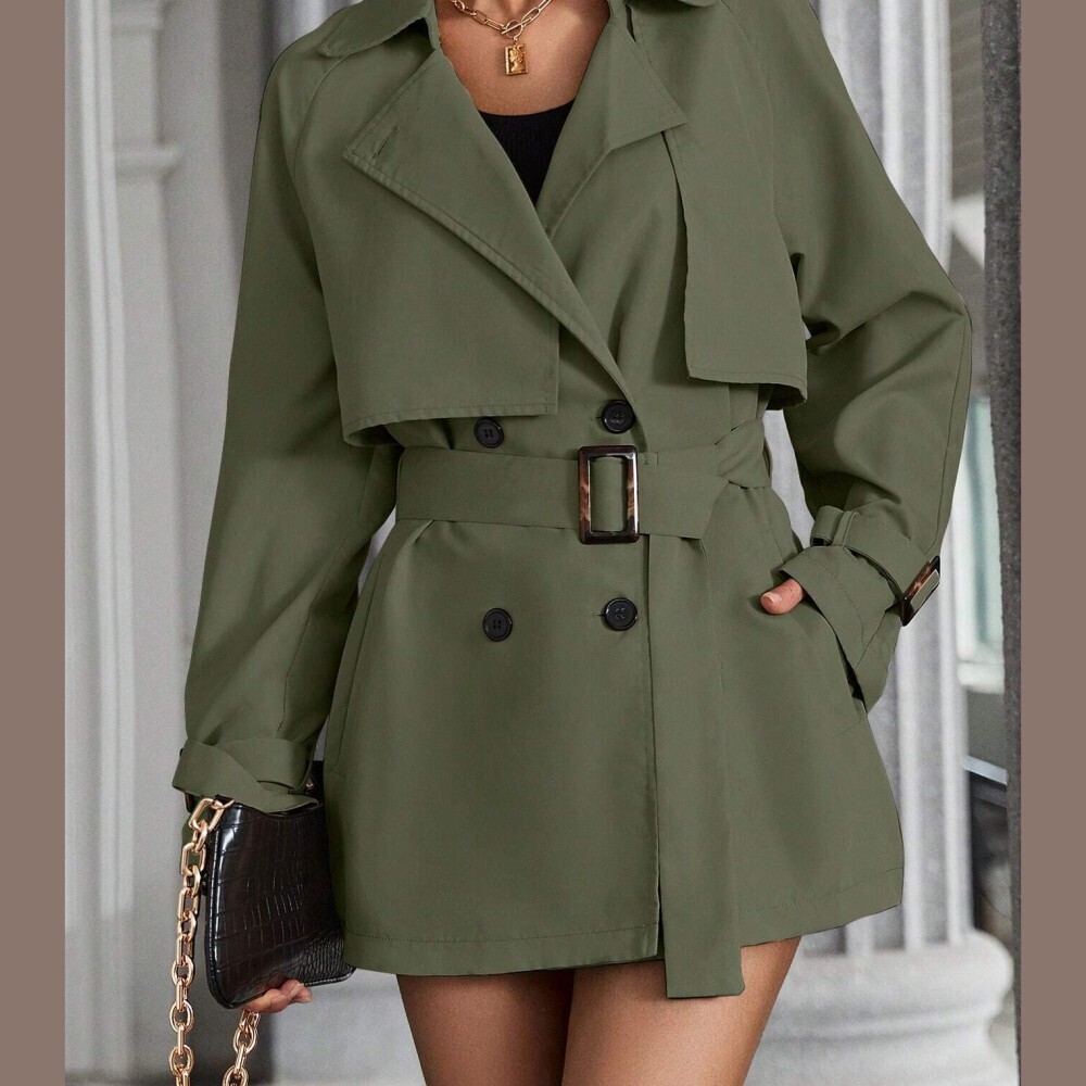 Sage Green Trench Coat With Belt